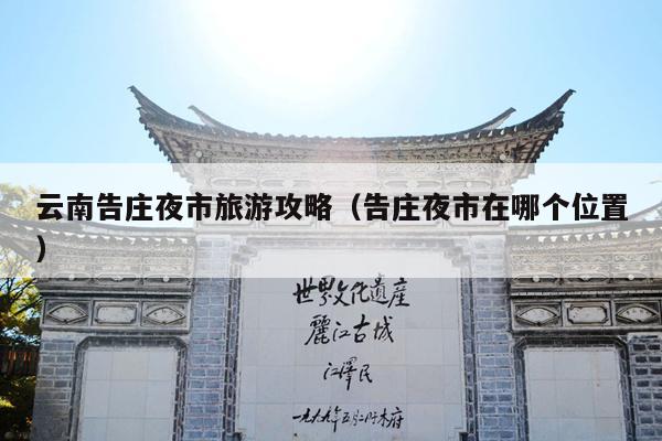 云南告庄夜市旅游攻略（告庄夜市在哪个位置）
