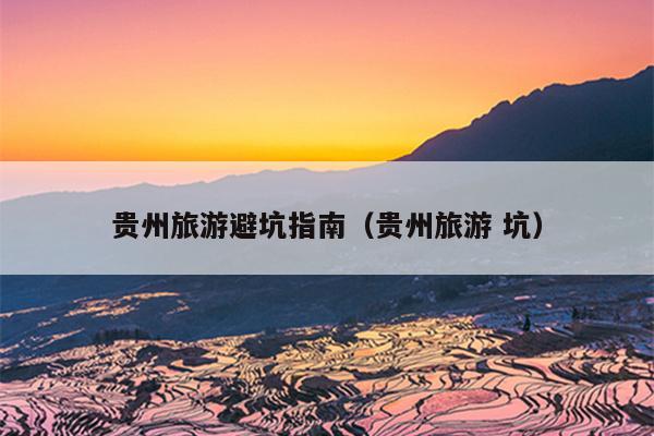贵州旅游避坑指南（贵州旅游 坑）